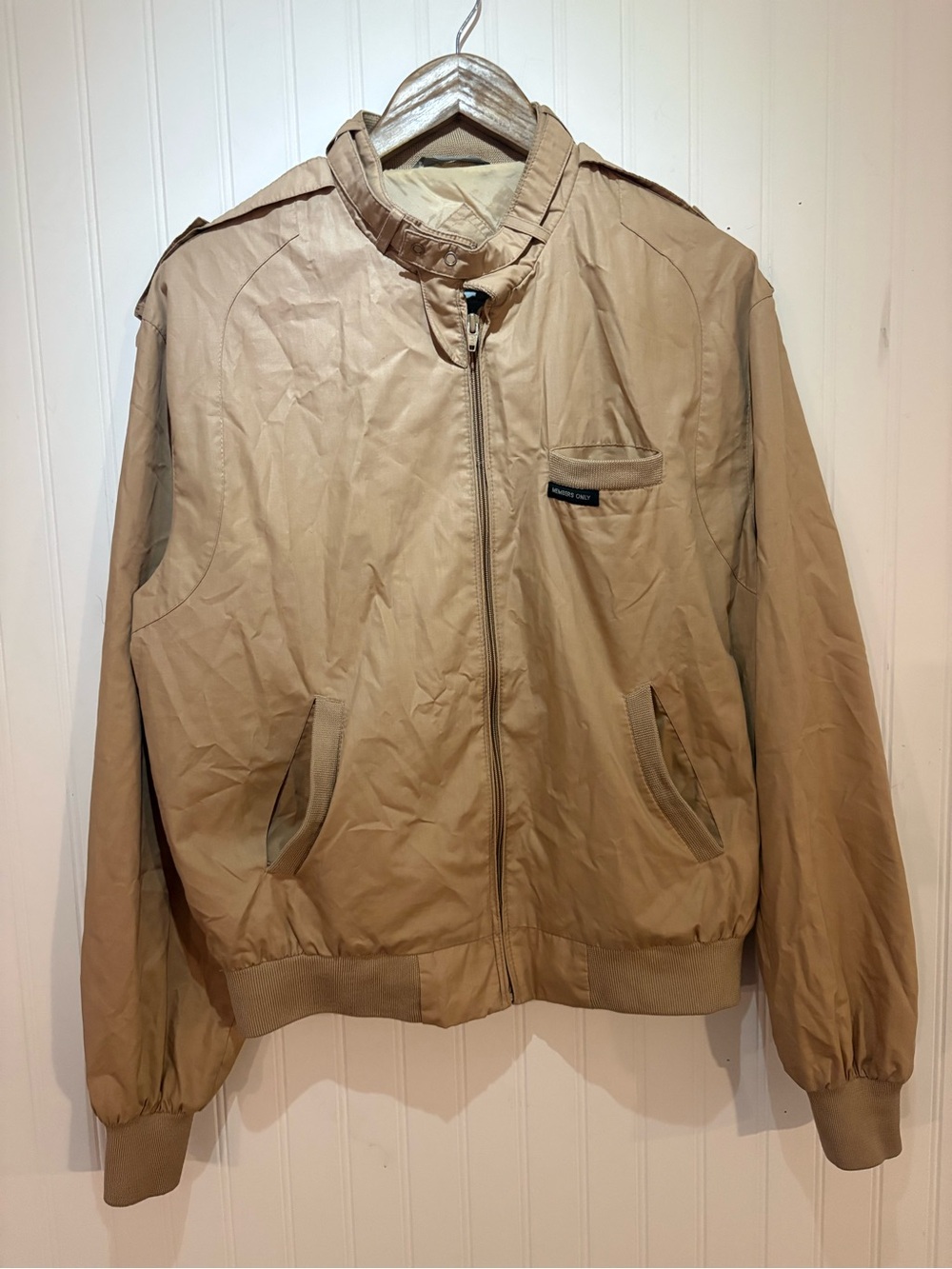 Members Only Tan Bomber Jacket size 42 VTG